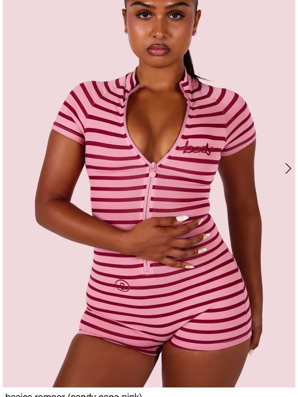 Striped Pink & Berry Zip-Front Short Romper